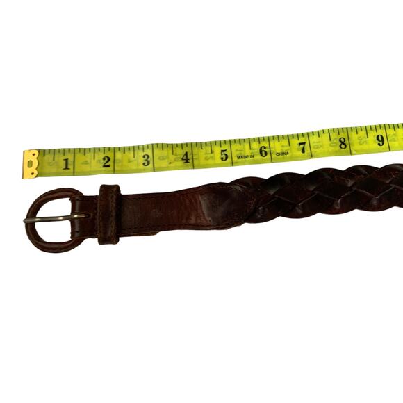 Mens Brown Braided Leather Belt Size 44" Z8 - Picture 3 of 5